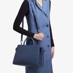 Matt & Nat Elegant Blue Handbag - Briefcase, Satchel, long Shoulder Strap